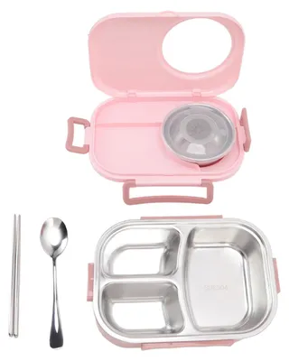 Zdjęcie produktu dla 1450ml Bento Lunch Box Termiczny pojemnik Bento ze stali nierdzewnej Dwuwarstwowe pojemniki Bento dla studentów Różowy