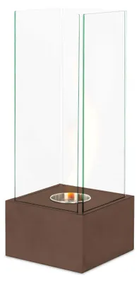 Zdjęcie produktu dla Biokominek stojący Levels 25x25x65 cm ze stali satynowej w kolorze rdzy, palnik 0,7 l, moc 1,5 kW/h - Levels
