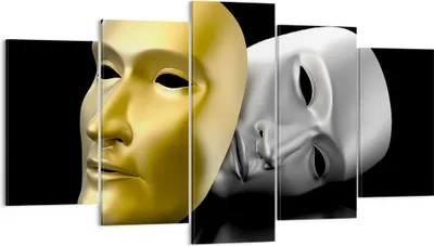 Produktbild von Bild auf Leinwand - Leinwandbild - Maske Theater Bühne Schauspieler - 160x85cm - Wand Bild - Wanddeko - Leinwanddruck - Bilder - Kunstdruck - Leinwand bilder - Wandkunst - EA160x85-2432