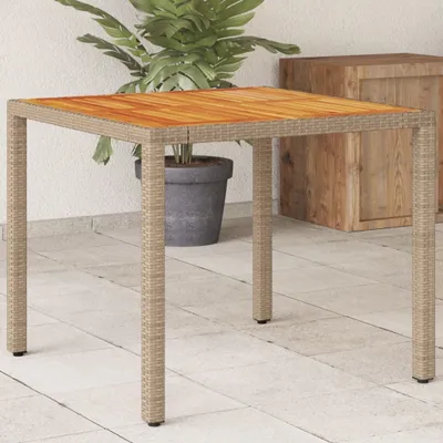Produktbild von CLORIS Gartentisch Beige 90x90x75 cm Poly Rattan Akazienholz 368124