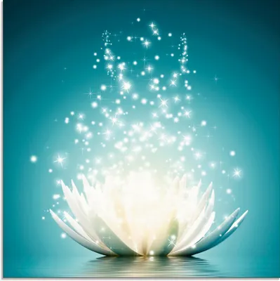 Produktbild von ARTland Glasbild Magie der Lotus-Blume - türkis Größe: 30x30 cm
