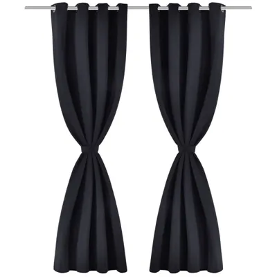 Immagine prodotto di vidaXL Tende oscuranti 2 pezzi con occhielli in metallo 135x175 cm Nero