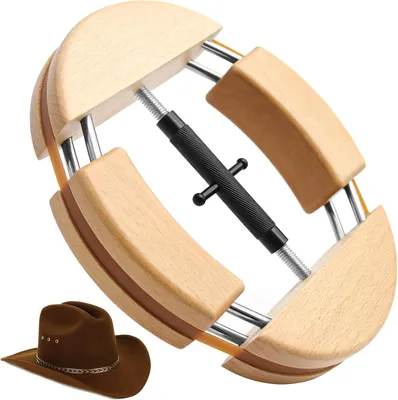 Productafbeelding van Professionele hoedspanner met 4 armen - Hout - Verstelbare handgreep - Gebogen hoeden - Cowboyhoeden voor heren