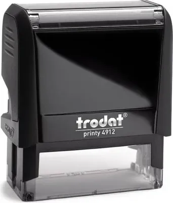 Produktbild von Stempel Trodat Printy 4912 Frabe schwarz (47x18 mm - 5 Zeilen) e individuelle Textplatte, Stempelkissen schwarz