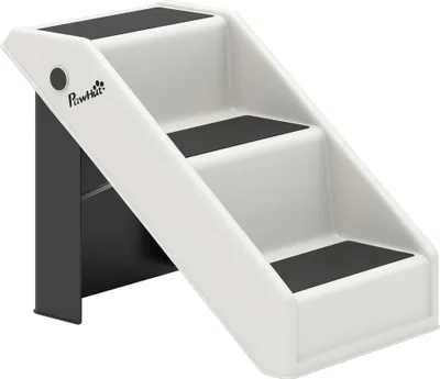 Produktbild von Hundetreppe 3 Stufen 36,5 cm Hoch Haustiertreppe für Kleine Hunde klappbar für Bett, Sofa, Couch Auto Cremeweiß