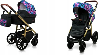 Produktbild von BabyLux® Aspero | 2in1 Kinderwagen Set | Colorful Feathers | Kombikinderwagen | Kinderwagenset |