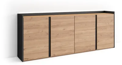 Immagine prodotto di Credenza effetto legno rovere e nero 207x35x80cm con Led