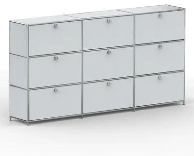 Produktbild von Hochschrank, 9 Schubladen, Schloss, Breite 227 cm, Lichtgrau