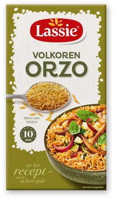 Produktbild von Lassie Volkoren Orzo 275g – Vollkorn-Hartweizengrieß, ballaststoffreich, vielseitig
