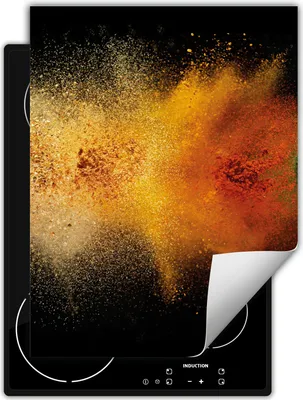 Produktbild von DarHaus Herdabdeckplatte Einteilig Küche Abdeckplatte für Glaskeramikfeld Abdeckung Induktionskochfeld Aufrollbare Matte 40x52 cm, schwarz - bunt - Gewürze