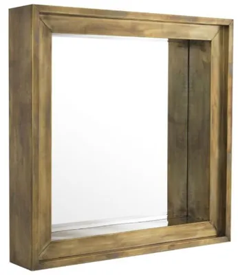 Image de Casa Padrino Miroir mural de luxe Vintage Laiton 100 x 20 x H. 100 cm - Miroir de salon - Miroir de chambre - Miroir de garde-robe - Meubles de luxe
