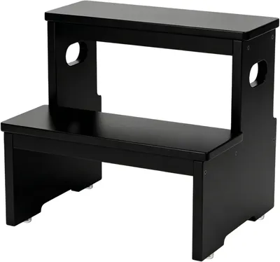 Trittstufe aus Bambus, 200 kg, 2 Stufen, schwarz