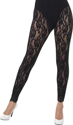 Produktbild von Smiffys 80er-Jahre Spitzenleggings, Schwarz, Halloween