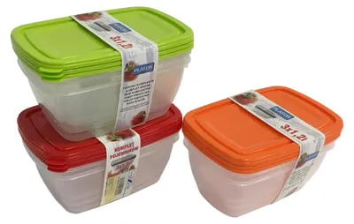Produktbild von Gefrierdosen Set grün/rot 1,2l 3 Stück