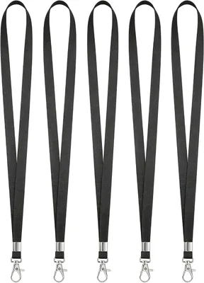 Imagen del producto de Cordón para llavero con clip giratorio de metal, 45 cm, paquete de 52 unidades, fabricado en nylon para identificaciones