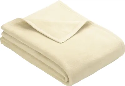 Produktbild von Ibena Kuscheldecke Berlin 150x200 cm - Baumwollmischdecke wollweiß einfarbig, Wolldecke, Sofadecke kuschelweich