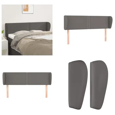 Obrázek produktu pro vidaXL Čelo postele s ušima šedé 147x23x78/88 cm Imitace kůže - Čelo postele - Čelo postele - Čelo postele