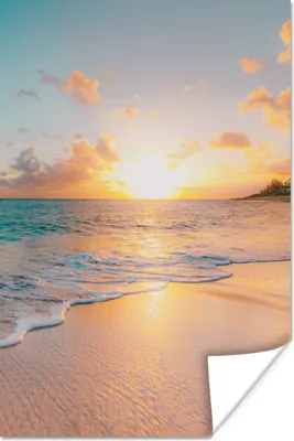 Produktbild von MuchoWow® Poster Sonnenuntergang - Strand - Meer - Sommer - Blau 20x30 cm - Papierdruck