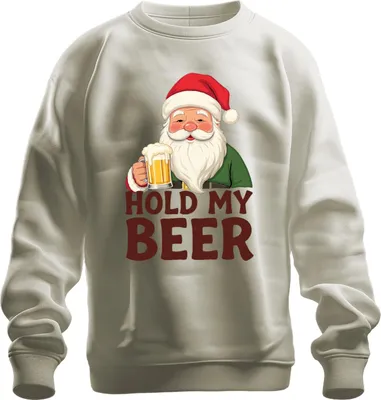 Produktbild von Hold My Beer Weihnachtsmann Bier Weihnachten lustig Geschenk Uni Sweatshirt Pullover, Natur, L