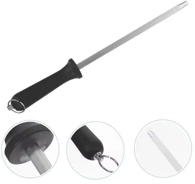 Produktbild von Wetzstahl - Messerschärfer - Wetzmesser - Wetzstahl - Scharfe Messer - Edelstahl - 25CM - Schärfer - Messerschärfen - CHPN
