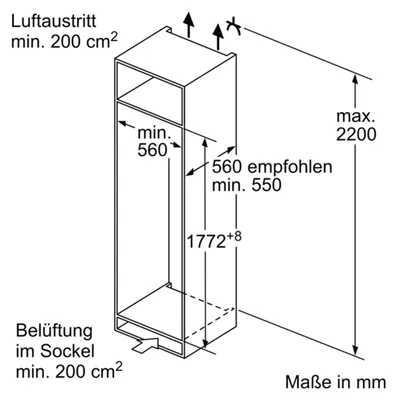 Produktbild von Bosch Serie 2 KIL82NSE0, 280 l, Integriert, E, 35 dB, SN-ST, 2,5 kg/24h