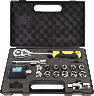 Produktbild von Digitales Drehmomentmessgerät, Ratschenschlüssel-Set 30 N·m, Elektriker-Schraubendreher mit Adapter-Stecknuss, Verbindungsstange 1/2 Zoll