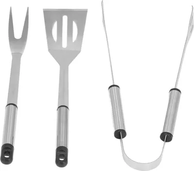 Image de 3pcs/set Stainless Steel Grilling Kit with Fork Shovel Clip Durable BBQ Grill Tools Set (Kit de grillades en acier inoxydable avec fourchette, pelle et pince)