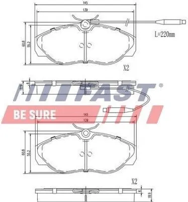 Produktbild von FAST Bremsbeläge Satz Vorne Bremsklötze für FIAT DUCATO Pritsche/Fahrgestell (230) FT29007