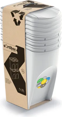 Produktbild von Set de 4 Behälter de KEDEN SORTIBOX Wertstoffbehälter, white gebrochen, Volumen 4x35L