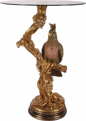 Immagine prodotto di Casa Padrino Tavolino barocco pappagallo con piano in vetro h. 55 cm - Mobili barocchi