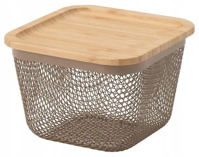 Obrázek produktu pro IKEA 365+ Úložný košík s víkem, kov/bambus, 15x15x11 cm