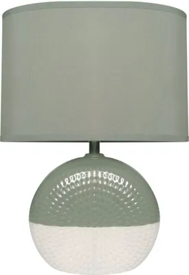 Produktbild von Nachttischleuchte Edelstahl Stoff 34 cm hoch Grau Weiß E14 rund Retro Design