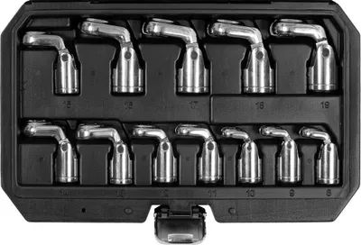 Obrázek produktu pro Yato YT-38550, Sada nástrčných hlavic na ráčnu, 12 kusů, Nerezová ocel, Chrom Vanadová ocel, 8,9,10,11,12,13,14,15,16,17,18,19 mm