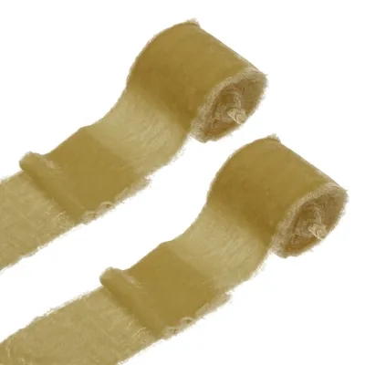 Samtband mit Fransen, 2 Rollen, 8,9 cm x 3 m, dunkelgelb