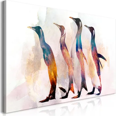 Produktbild von Wandbild Mega XXXL Tiere 250x125 cm Einteiliger XXL-Format Kunstdruck zur Selbstmontage Leinwandbilder moderne Bilder DIY Wanddekoration Wohnung Deko Pinguin Betonoptik Abstrakt g-C-0264-ak-e