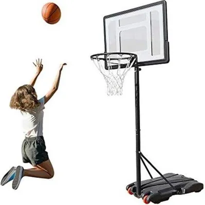 Produktbild von Famanu Basketballkorb für draußen - Höhenverstellbar - Rotes Panel - 73x53x246 cm