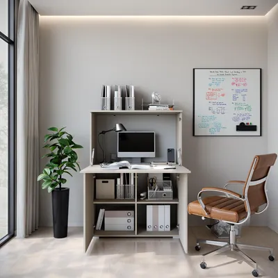Immagine prodotto di MINIO go for it, VEVE OFFICE 90, scrivania a ribalta, con illuminazione a LED, design moderno, 90 cm, colore beige cashmere