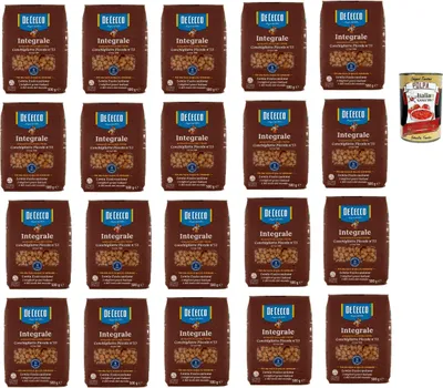Produktbild von De Cecco Integrale Conchigliette Piccole N° 53, Pasta integrale, Vollkornnudeln, 20x 500g + Italian Gourmet polpa 400g