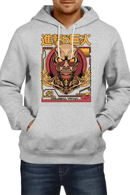 Obrázek produktu pro Pánská Mikina S Kapucí Japan Anime Manga Comics Attack Anime On Titan Colosal Titan, Man M / Vřesově šedá