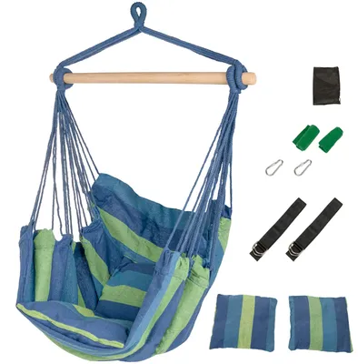 Produktbild von Hängesessel Hängestuhl mit 2 Kissen Kalea Blau Grün ib style®