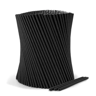 Image de 500 pailles - Paille en papier Ø 6 x 200 mm noir - Paille en carton