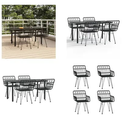 Produktbild von vidaXL 5 tlg. Garten Essgruppe Schwarz Poly Rattan - Garten Essgruppe - Garten Essgruppe - Essgruppe Terrasse - Outdoor Essgruppe