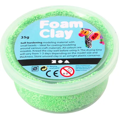 Produktbild von Foam Clay Modelliermasse Neongrün 35g, selbsthärtend mit kleinen Perlen