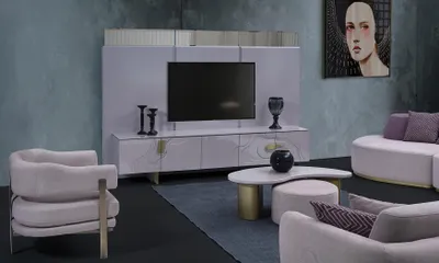 Produktbild von Sideboard RTV Lowboard TV Ständer Rosa Holz Modern Wohnzimmer Schrank