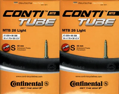 Produktbild von 2x Continental MTB 26 Light Schlauch 26 Zoll SV (47/62-559) SV 42mm