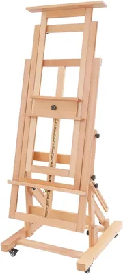 Imagen del producto de Atelier de caballetes para doble lienzo, caballete de madera con altura ajustable y 4 ruedas, ideal para uso horizontal, para adultos, estudiantes, artistas, pintores y aficionados a la pintura