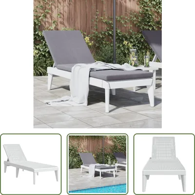 Image de Chaise longue The Living Store, blanche, 186 x 60 x 29 cm, PP