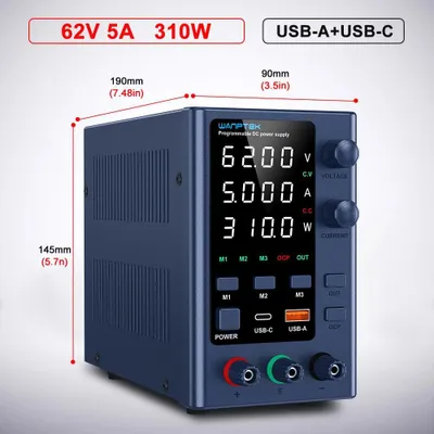 Produktbild von Labornetzgerät - EPS6205 62V 5A - Einstellbare Spannung Strom - Geregeltes DC Netzteil - USB Schnellladen - Einzelausgang