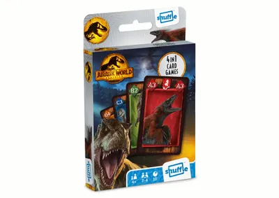 Produktbild von CARTAMUNDI Kartenspiel Shuffle Jurassic World 4in1