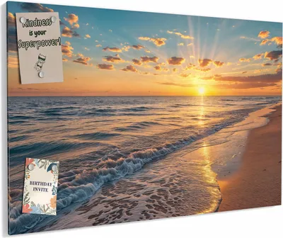Produktbild von Magnettafel 60x40cm magnetisch & beschreibbar Metall-Board - Sonnenaufgang Meer